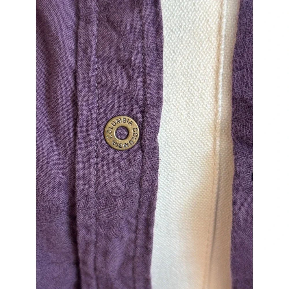 Columbia River Resort Purple Floral Jacquard Snap Button Down Shirt Womens Small